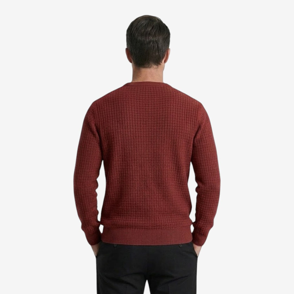Jorvalore | Men’s Textured Knit Crew-Neck Jumper Classic Fit