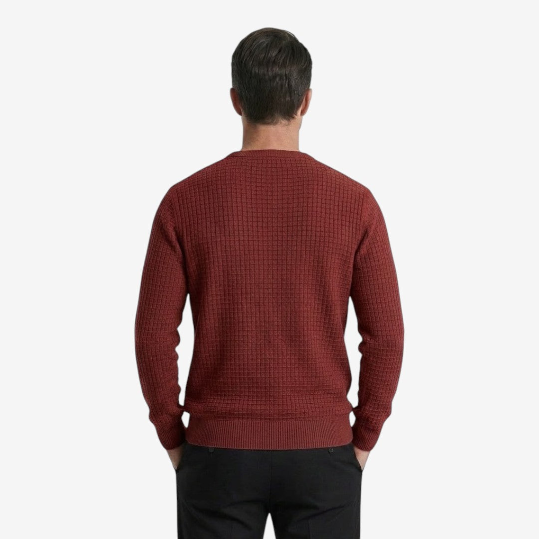 Jorvalore | Men’s Textured Knit Crew-Neck Jumper Classic Fit