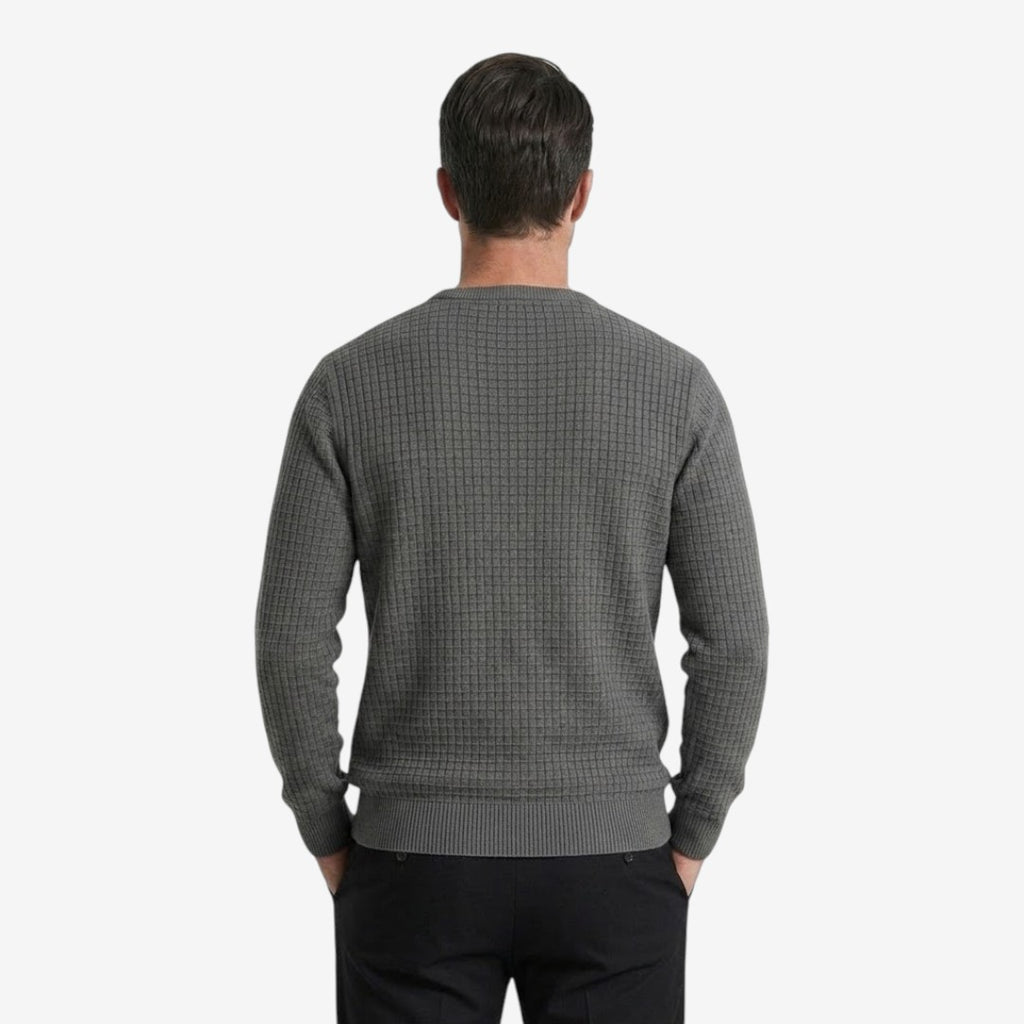 Jorvalore | Men’s Textured Knit Crew-Neck Jumper Classic Fit