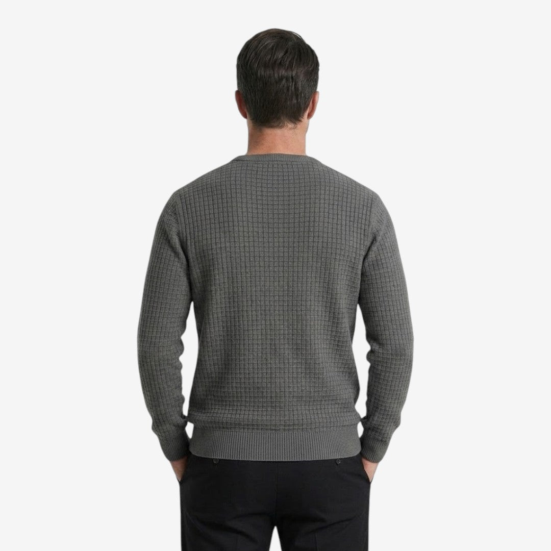 Jorvalore | Men’s Textured Knit Crew-Neck Jumper Classic Fit