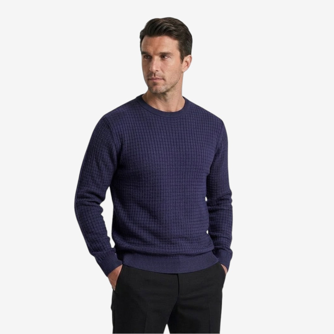 Jorvalore | Men’s Textured Knit Crew-Neck Jumper Classic Fit