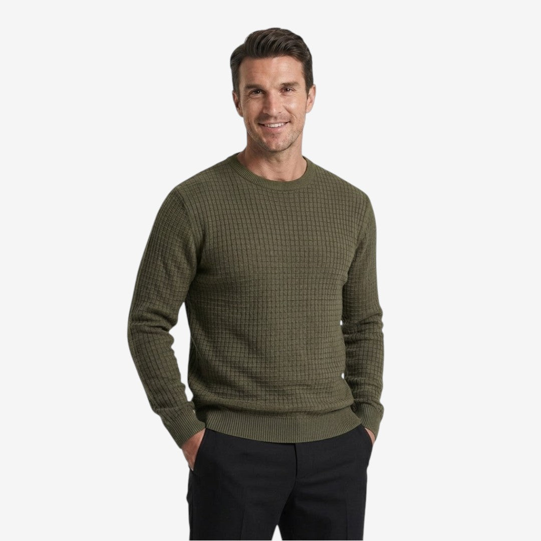 Jorvalore | Men’s Textured Knit Crew-Neck Jumper Classic Fit