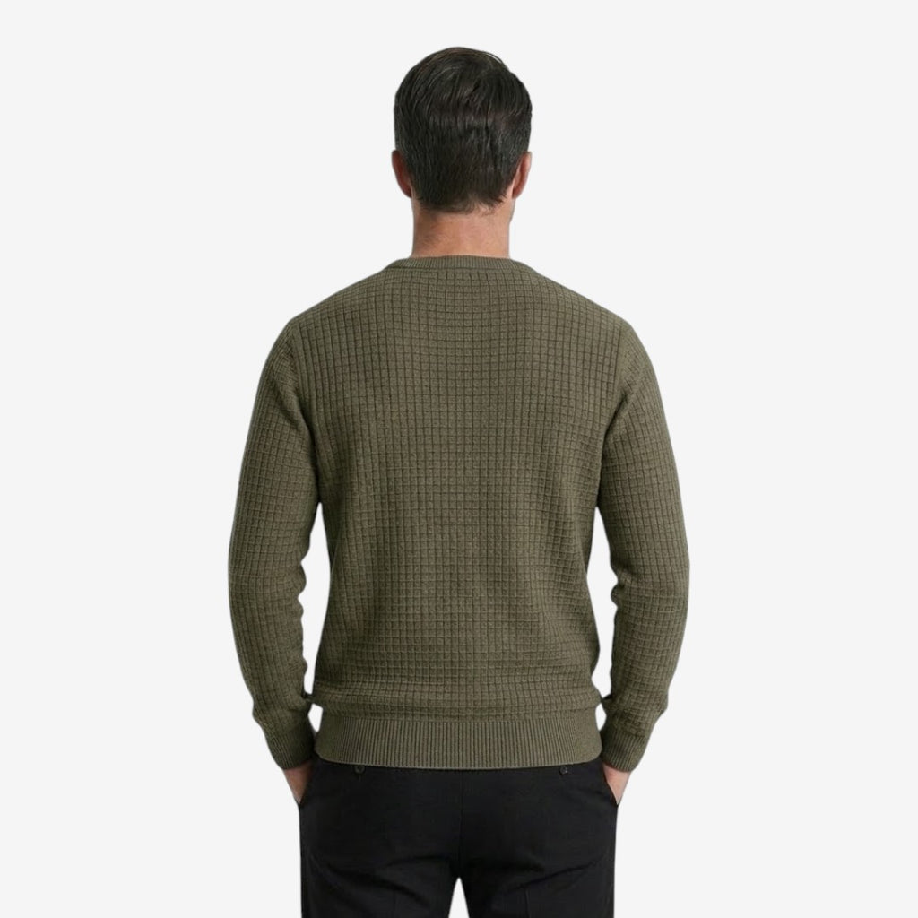 Jorvalore | Men’s Textured Knit Crew-Neck Jumper Classic Fit