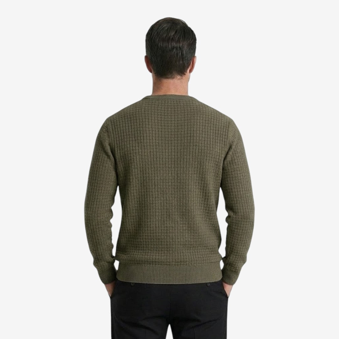 Jorvalore | Men’s Textured Knit Crew-Neck Jumper Classic Fit