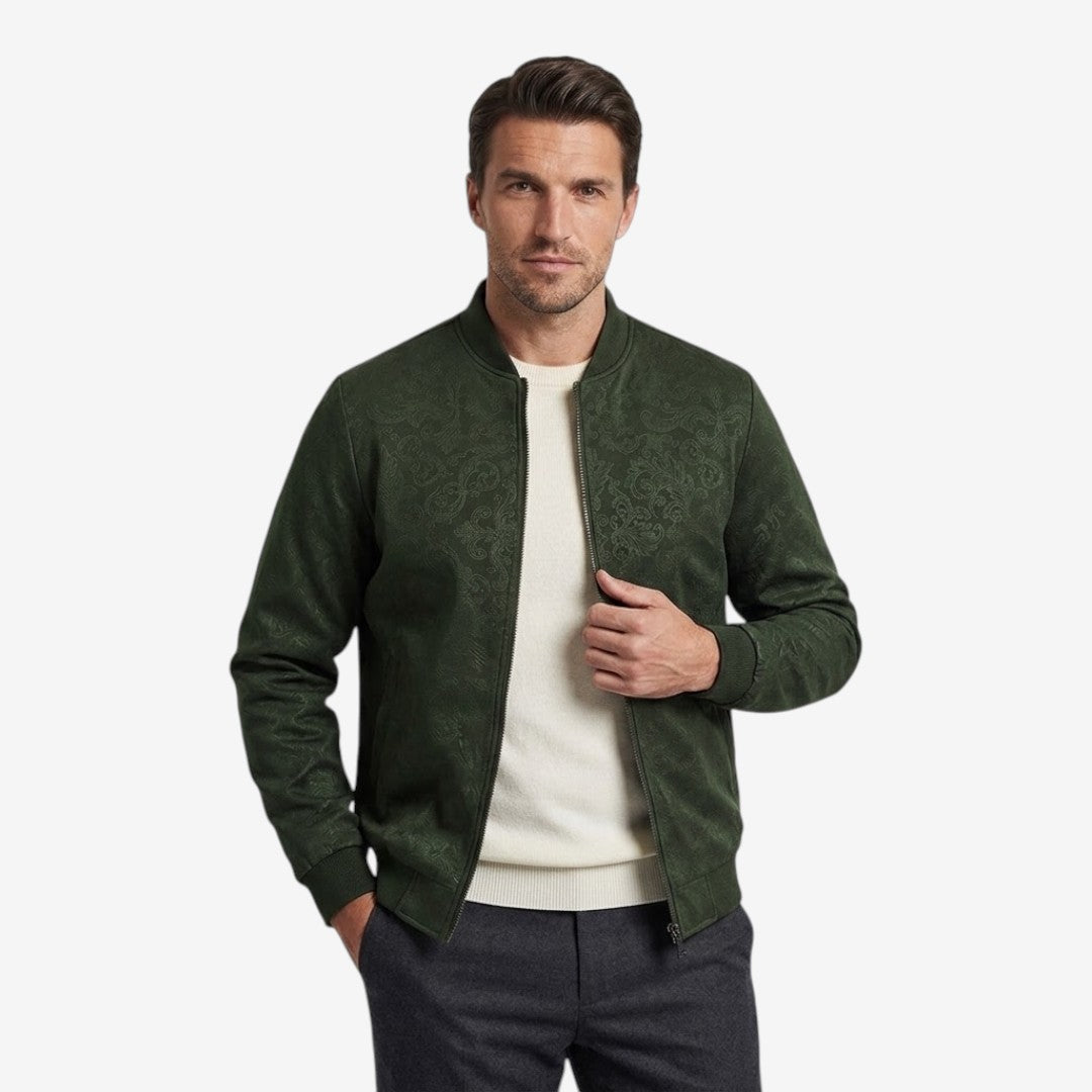 Jorvalore | Men’s Textured Stand Collar Jacket Lightweight Zip-Up