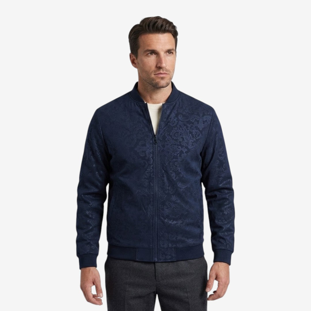 Jorvalore | Men’s Textured Stand Collar Jacket Lightweight Zip-Up