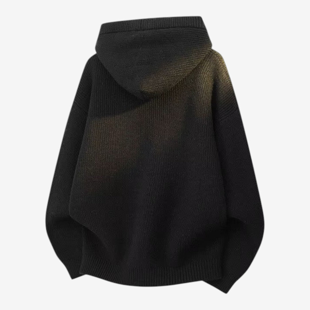 Jorvalore | Men's Thick Knit Button Neck Hooded Jumper Warm Winter Knitwear