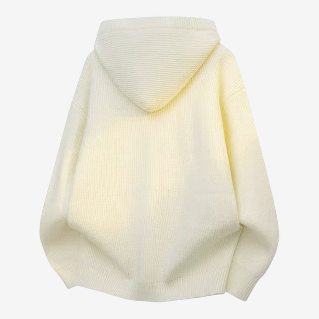 Jorvalore | Men's Thick Knit Button Neck Hooded Jumper Warm Winter Knitwear