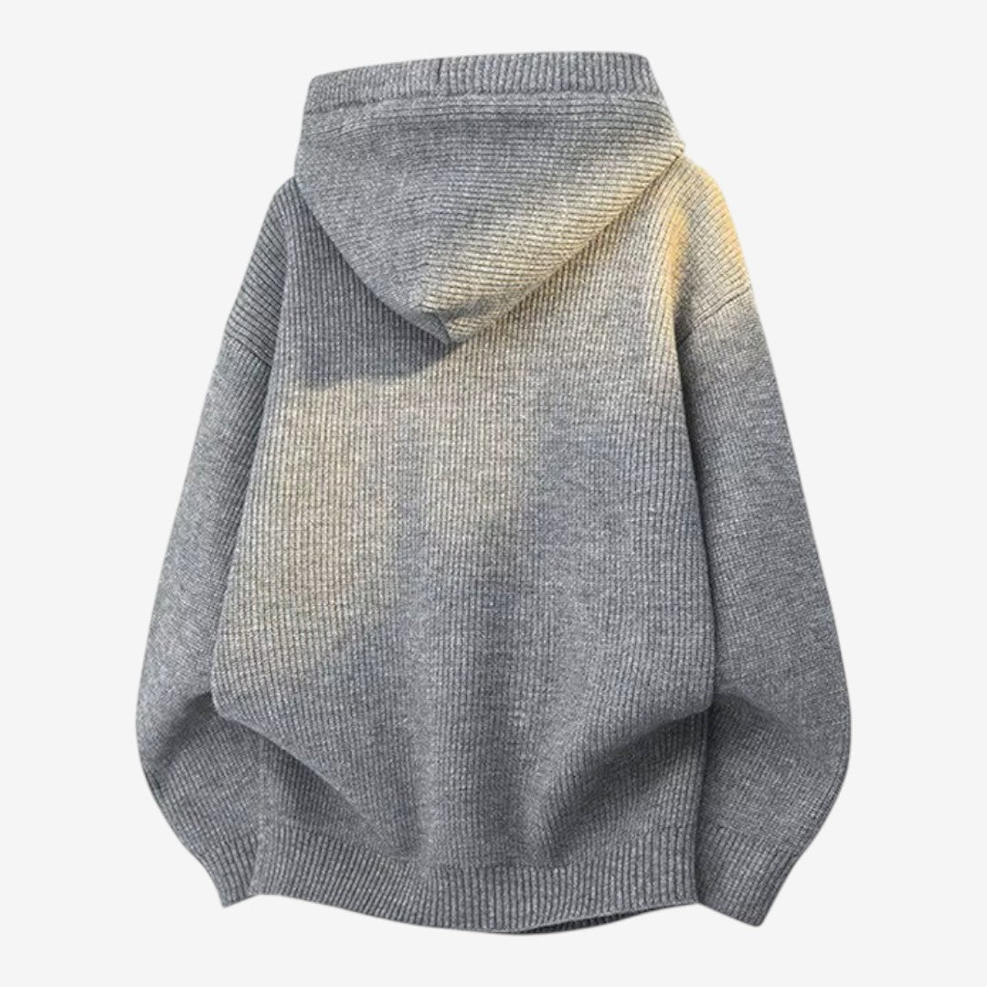Jorvalore | Men's Thick Knit Button Neck Hooded Jumper Warm Winter Knitwear
