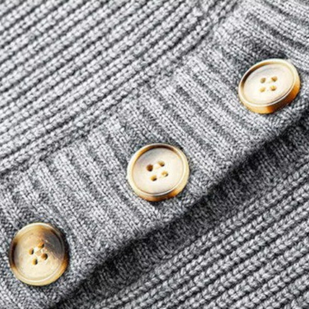 Jorvalore | Men's Thick Knit Button Neck Hooded Jumper Warm Winter Knitwear