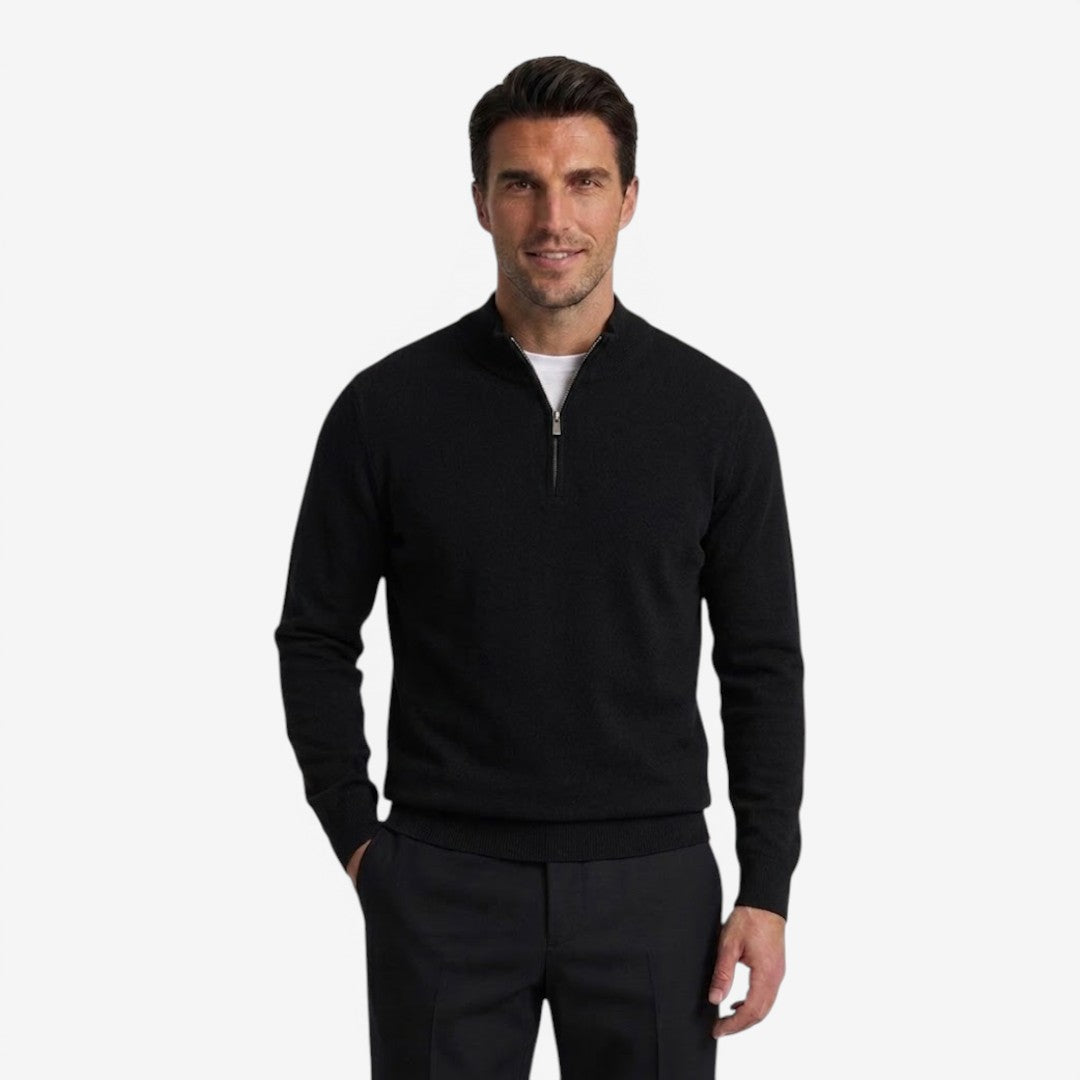 Jorvalore | Men's Thick Knit Quarter Zip Jumper with High Neck