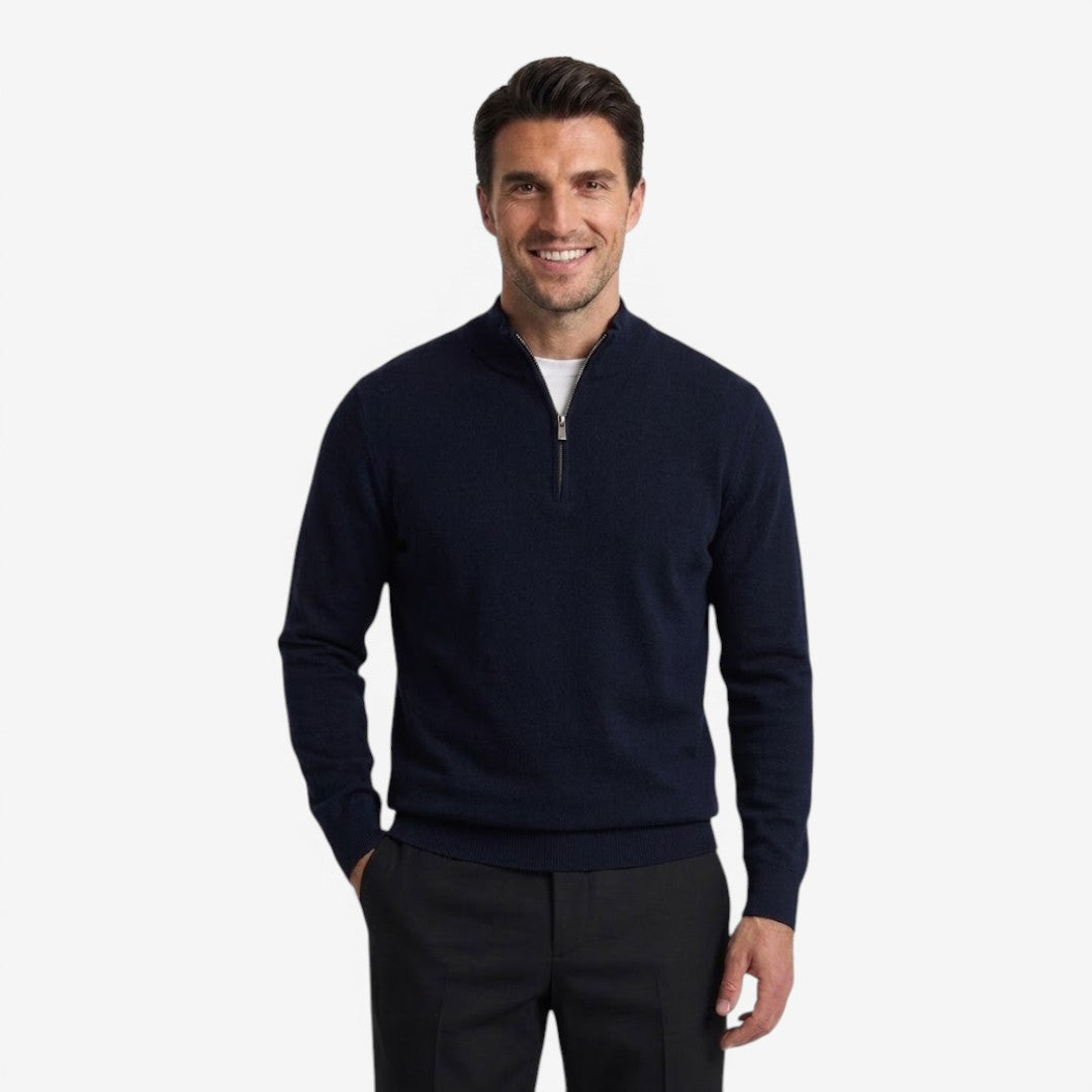 Jorvalore | Men's Thick Knit Quarter Zip Jumper with High Neck