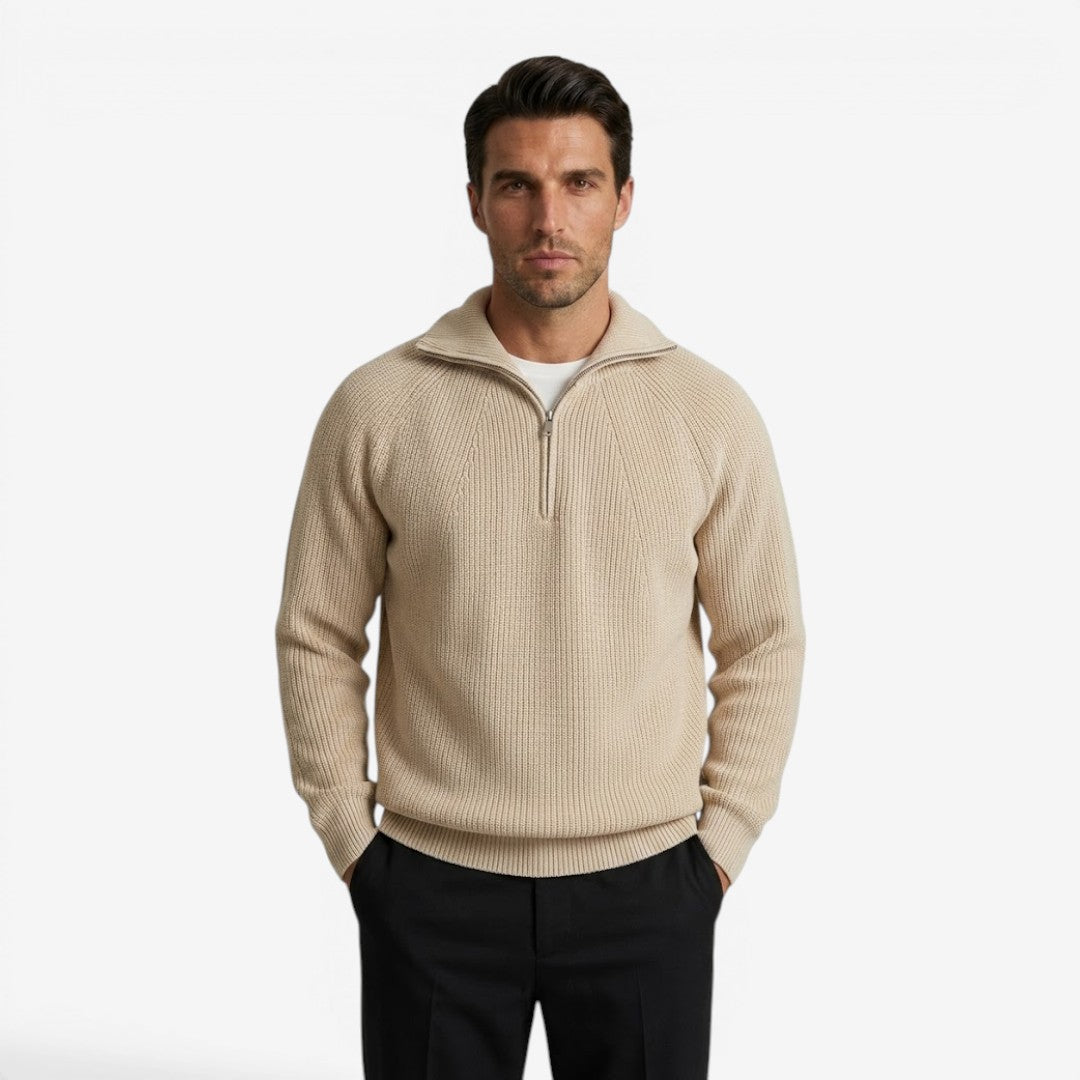 Jorvalore | Men's Thick Quarter Zip Knit Jumper for Autumn & Winter