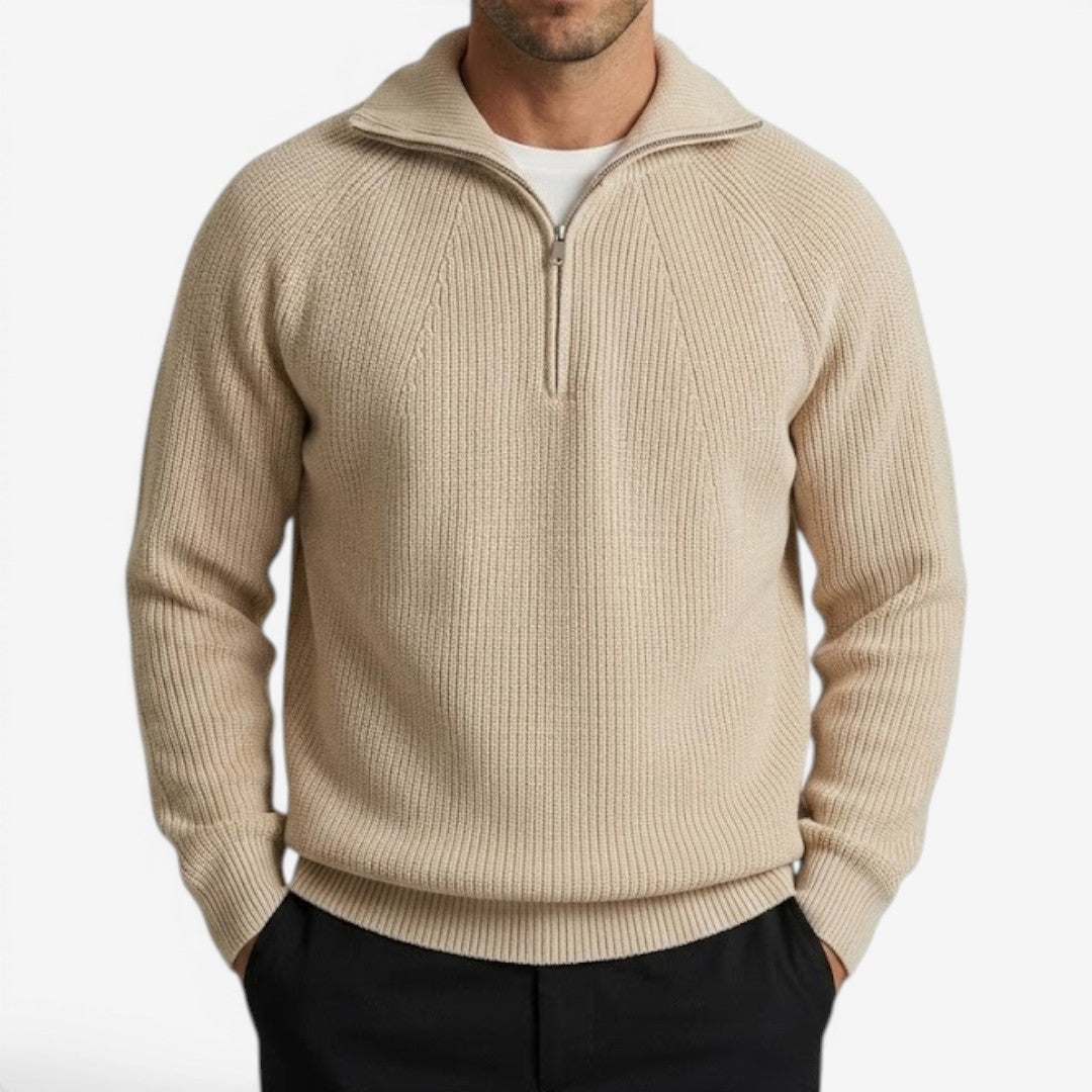 Jorvalore | Men's Thick Quarter Zip Knit Jumper for Autumn & Winter