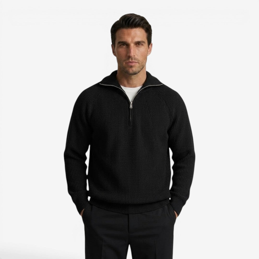 Jorvalore | Men's Thick Quarter Zip Knit Jumper for Autumn & Winter