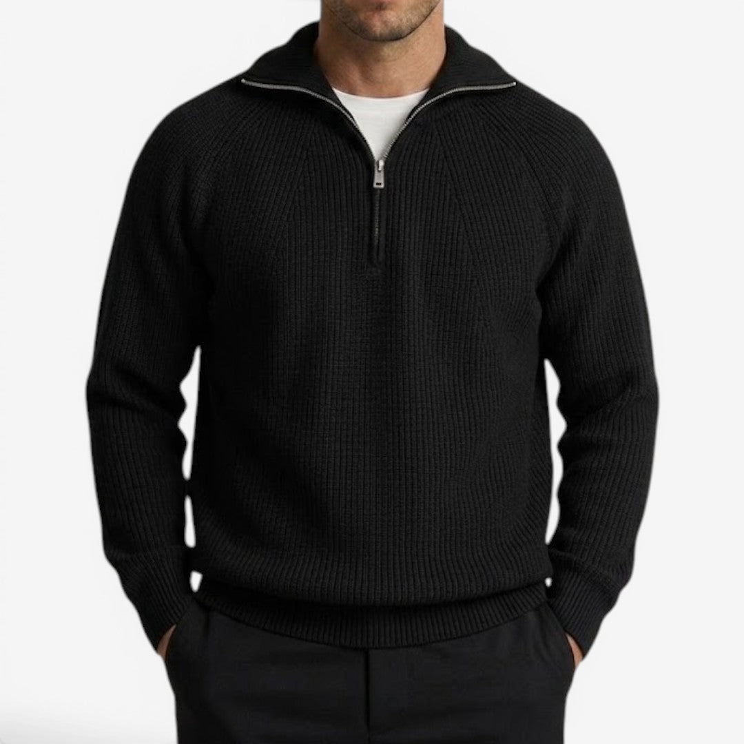 Jorvalore | Men's Thick Quarter Zip Knit Jumper for Autumn & Winter