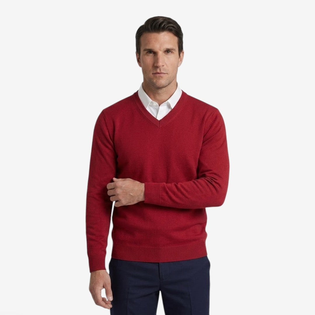 Jorvalore | Men's Thick V-Neck Knit Jumper for Winter