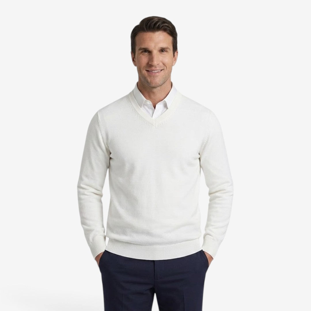 Jorvalore | Men's Thick V-Neck Knit Jumper for Winter