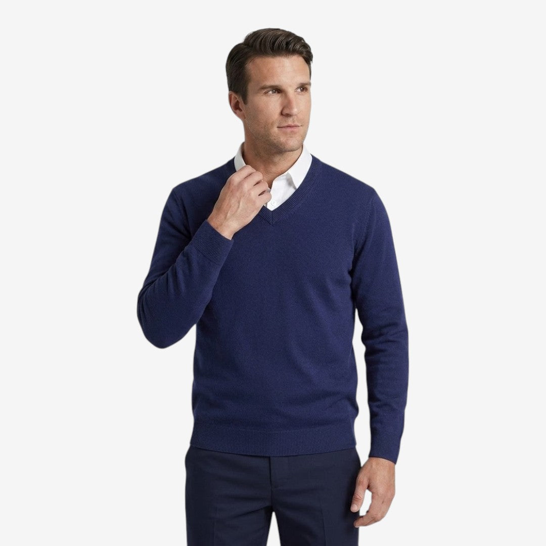 Jorvalore | Men's Thick V-Neck Knit Jumper for Winter