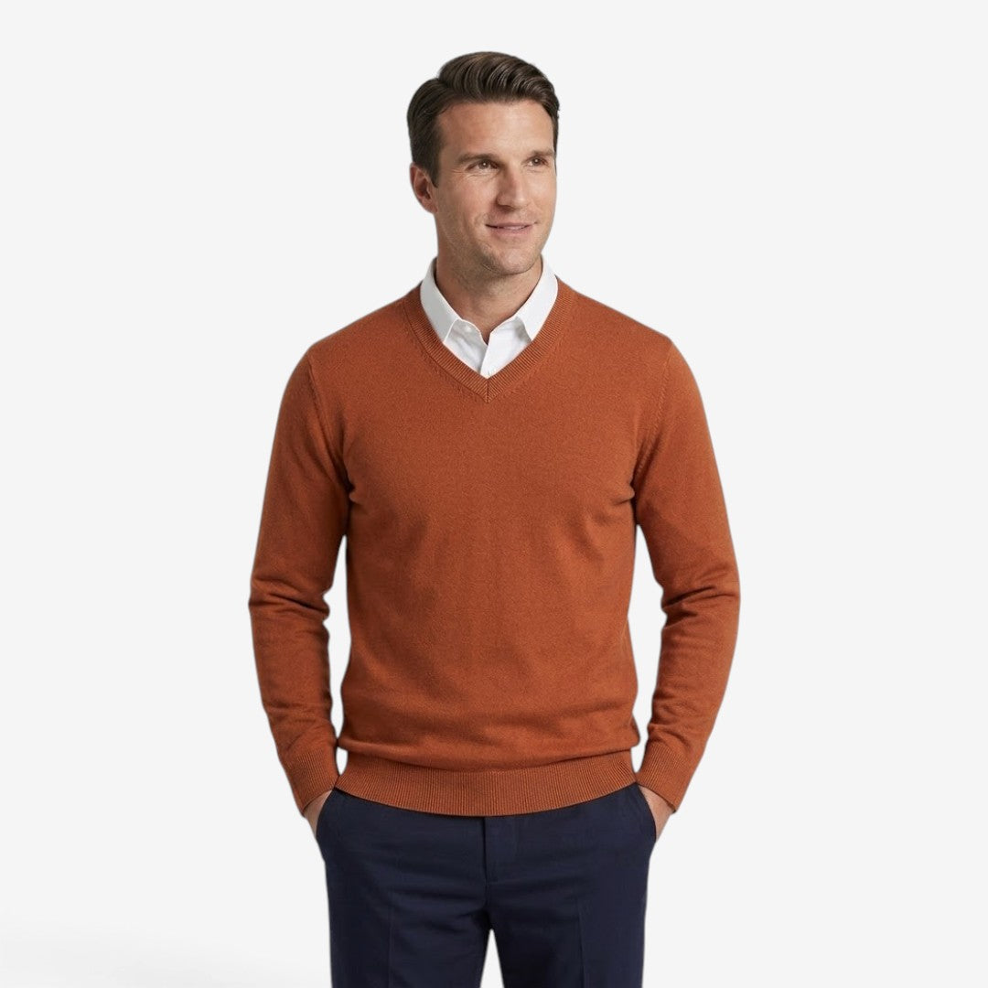 Jorvalore | Men's Thick V-Neck Knit Jumper for Winter