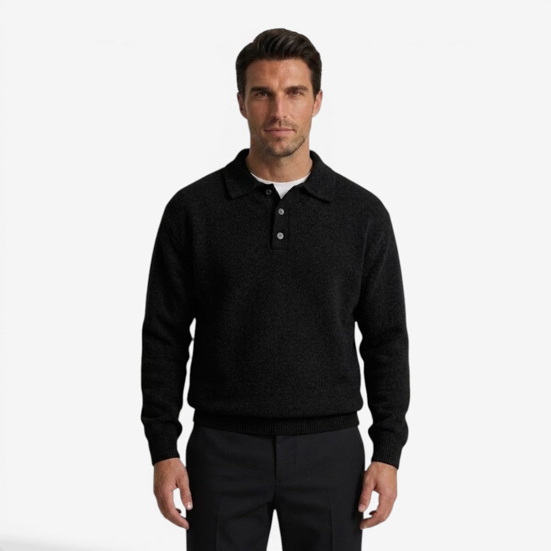 Jorvalore | Men's Thick Winter Knit Jumper with Polo Collar