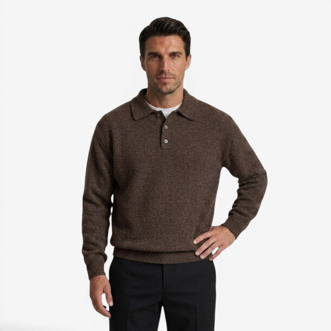 Jorvalore | Men's Thick Winter Knit Jumper with Polo Collar