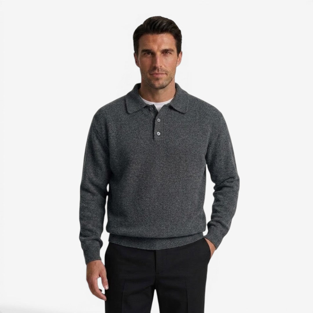 Jorvalore | Men's Thick Winter Knit Jumper with Polo Collar