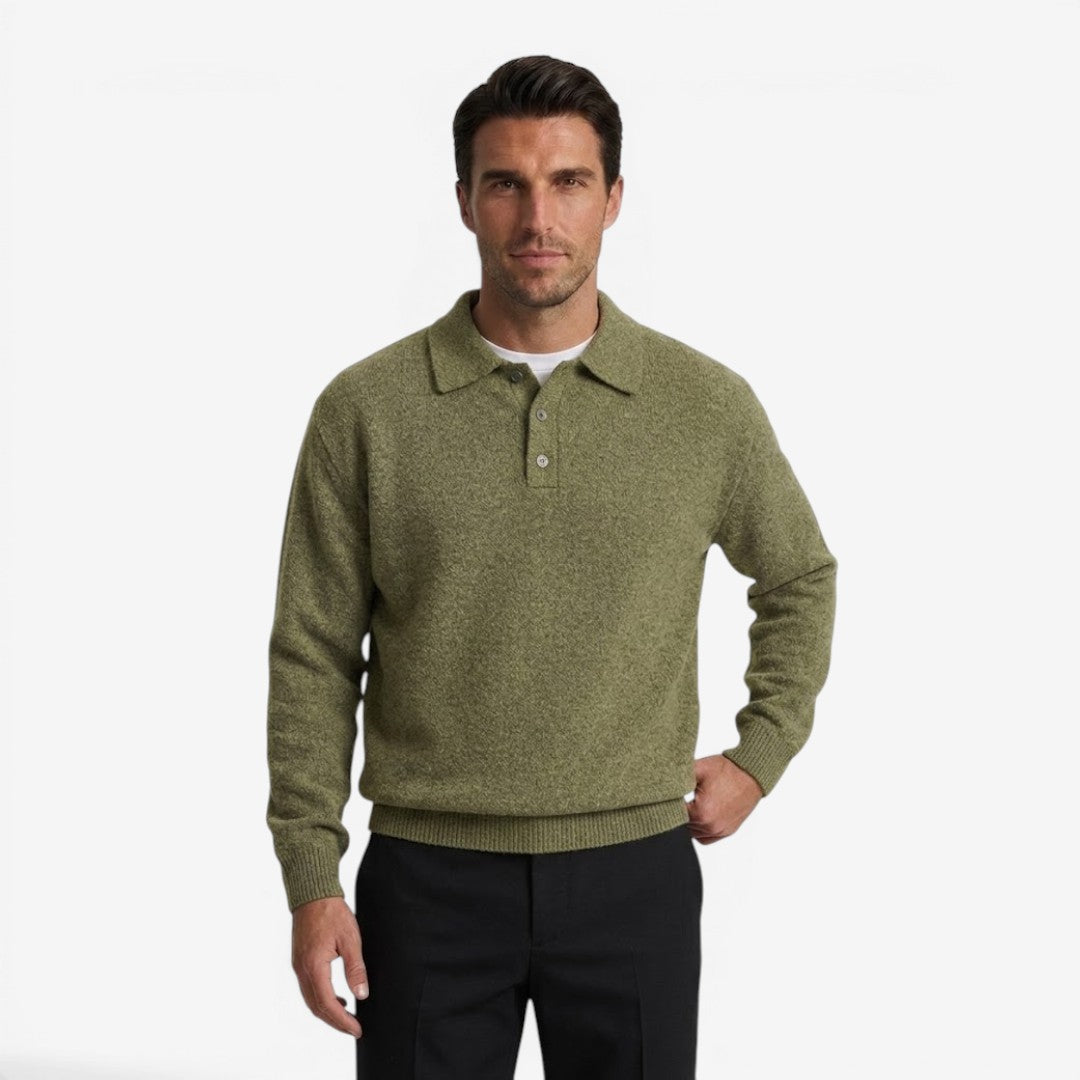 Jorvalore | Men's Thick Winter Knit Jumper with Polo Collar