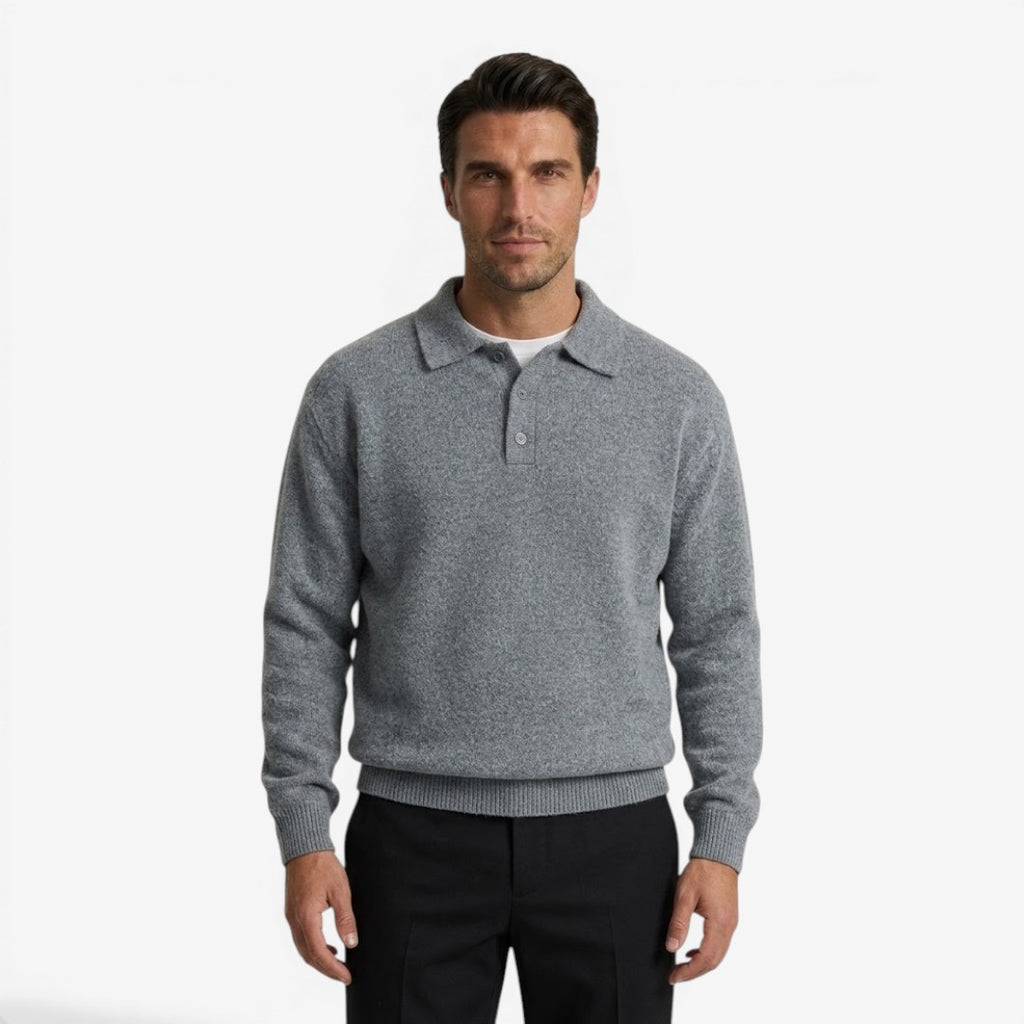 Jorvalore | Men's Thick Winter Knit Jumper with Polo Collar