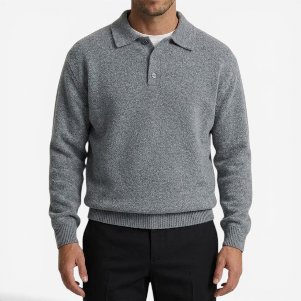 Jorvalore | Men's Thick Winter Knit Jumper with Polo Collar