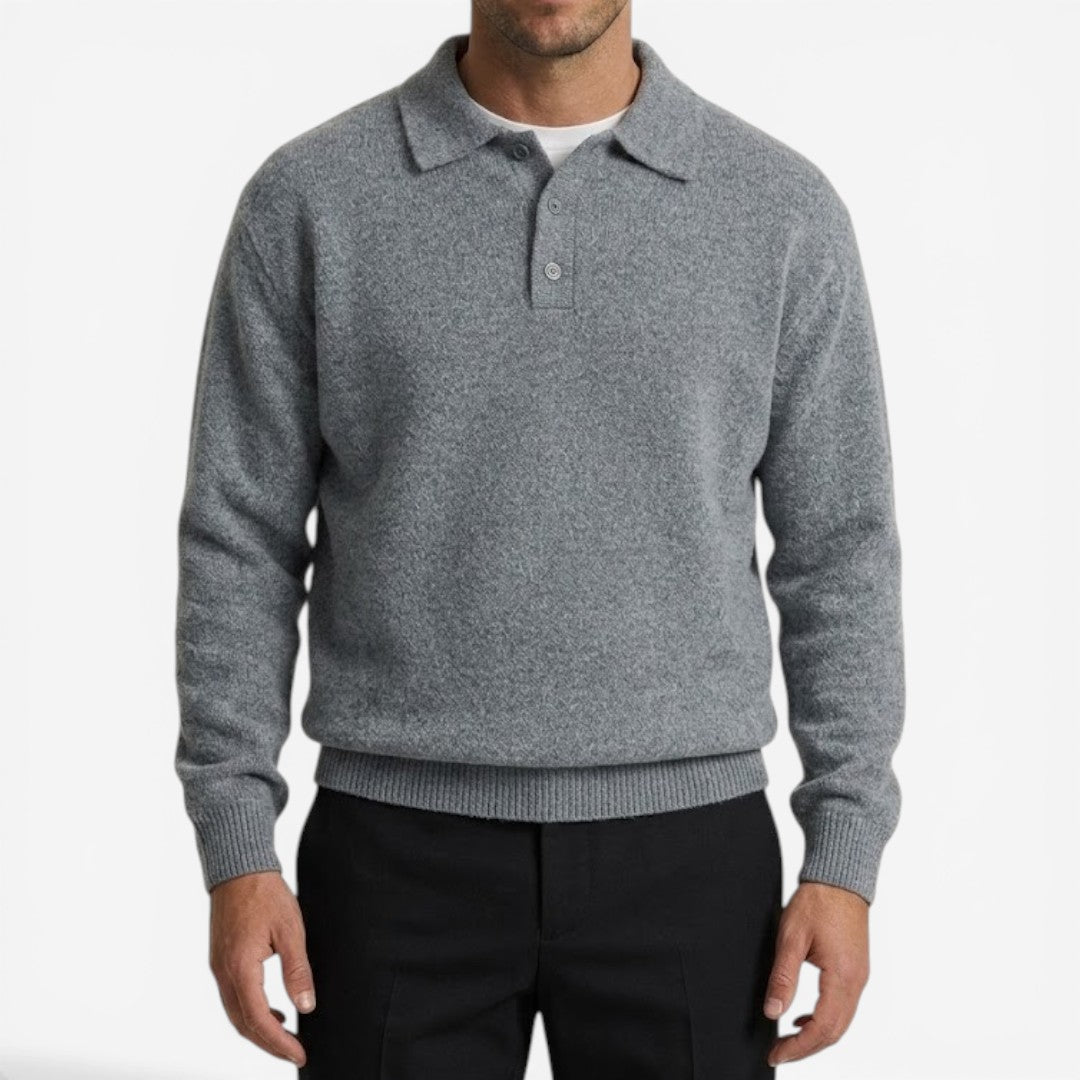Jorvalore | Men's Thick Winter Knit Jumper with Polo Collar