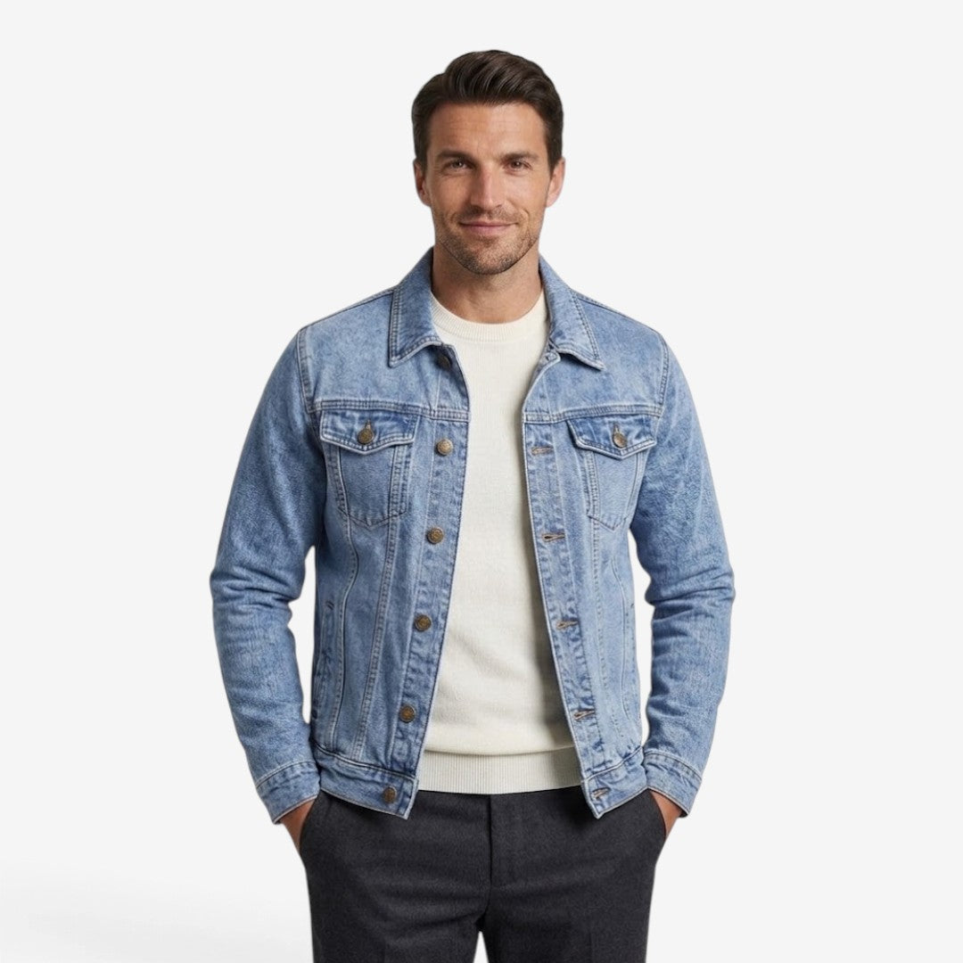 Jorvalore | Men’s Vintage Denim Jacket Slim Fit Classic Lapel