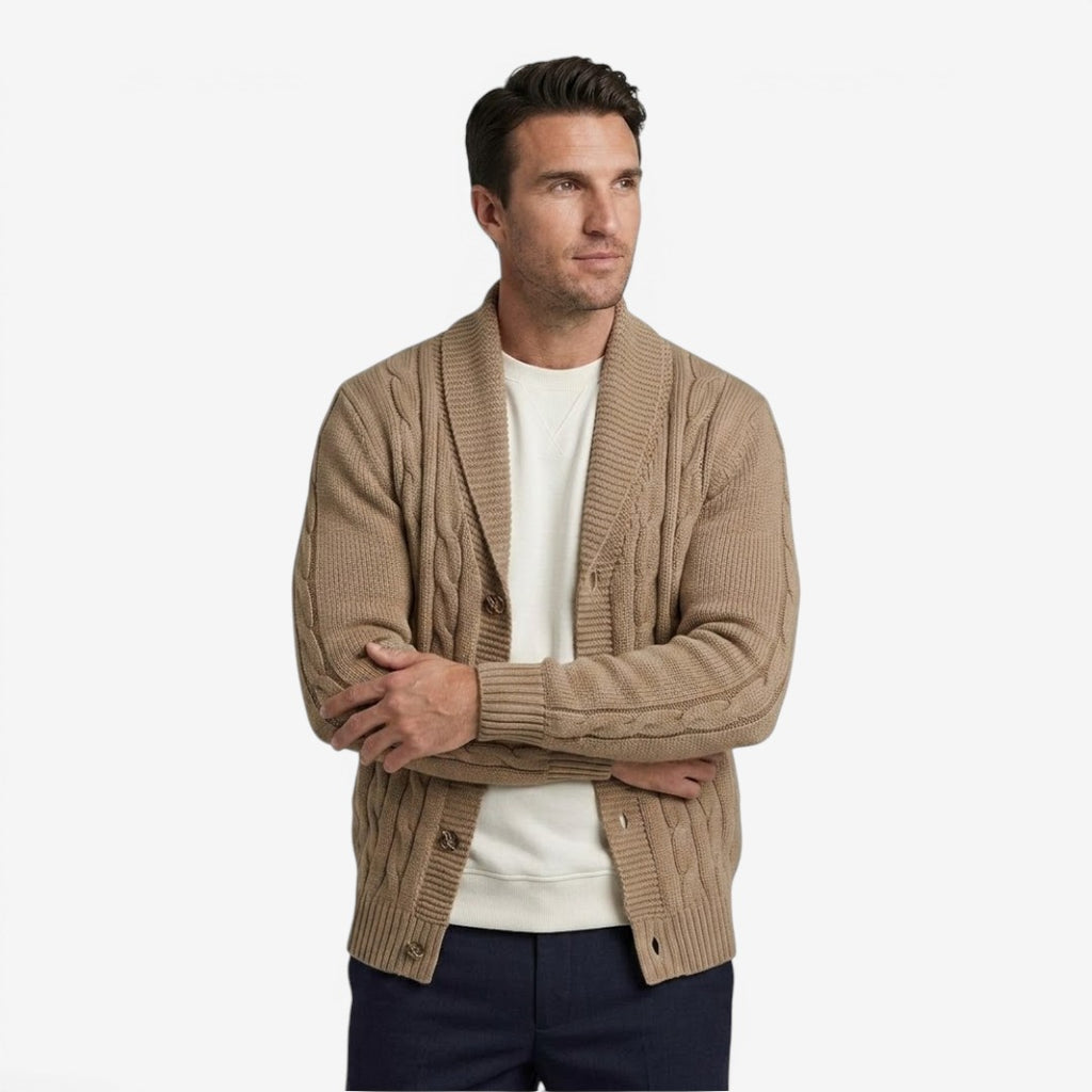Jorvalore | Men's Warm Cable Knit Cardigan for Autumn & Winter