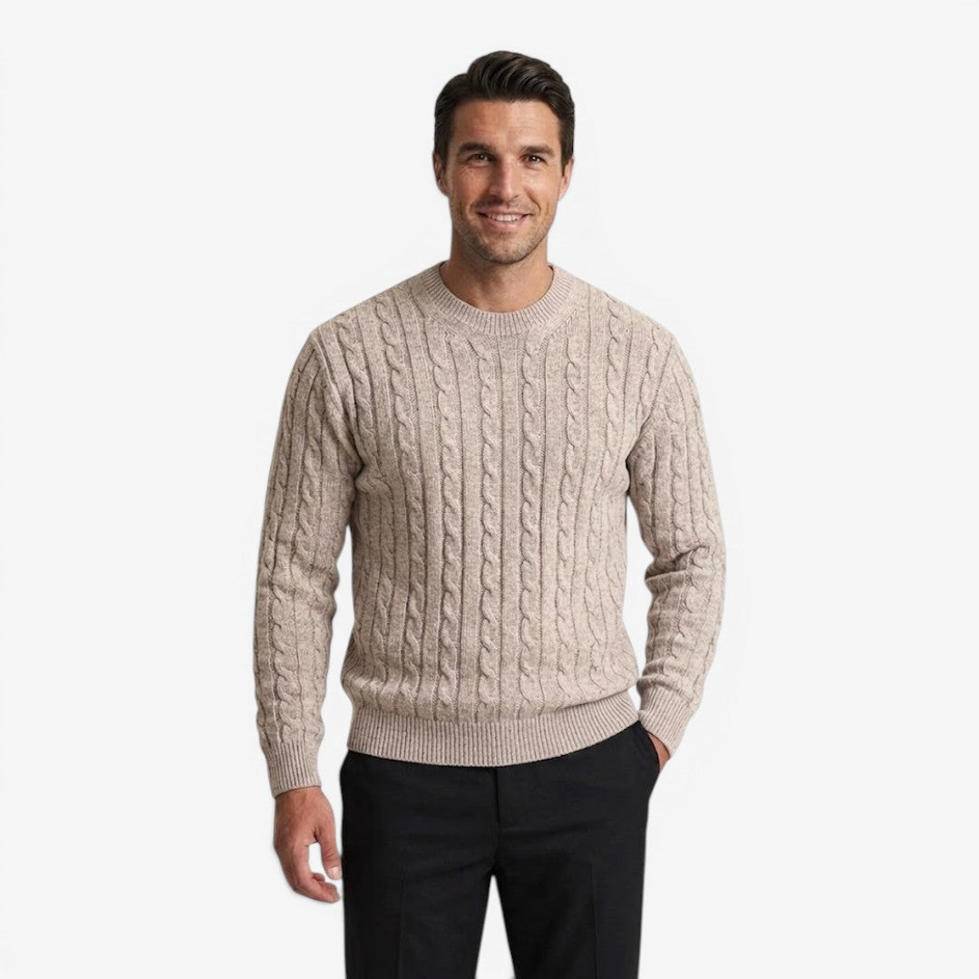 Jorvalore | Men's Warm Cable Knit Crew Neck Jumper