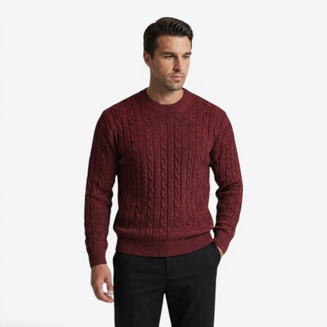 Jorvalore | Men's Warm Cable Knit Crew Neck Jumper