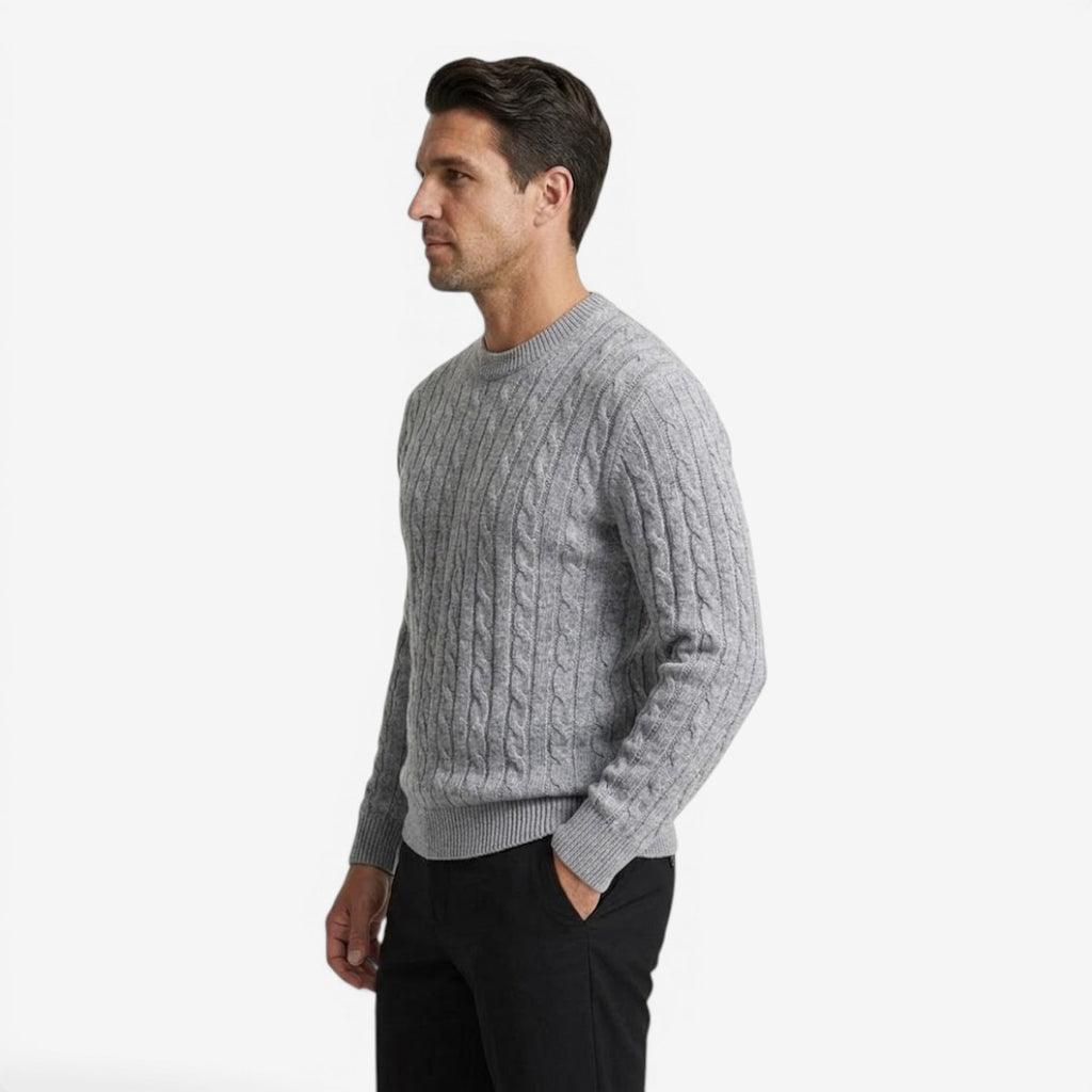 Jorvalore | Men's Warm Cable Knit Crew Neck Jumper
