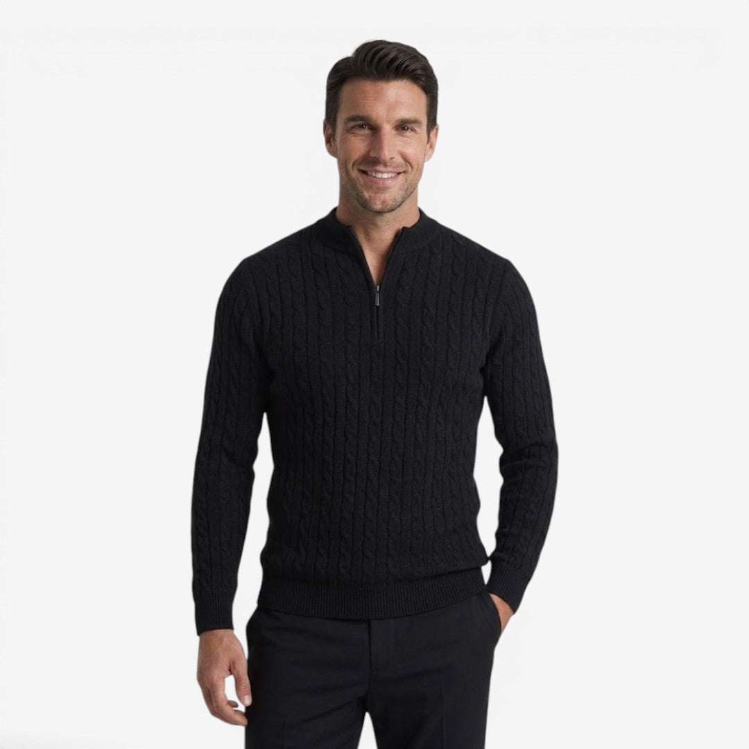 Jorvalore | Men's Warm Cable Knit Quarter Zip Jumper for Winter