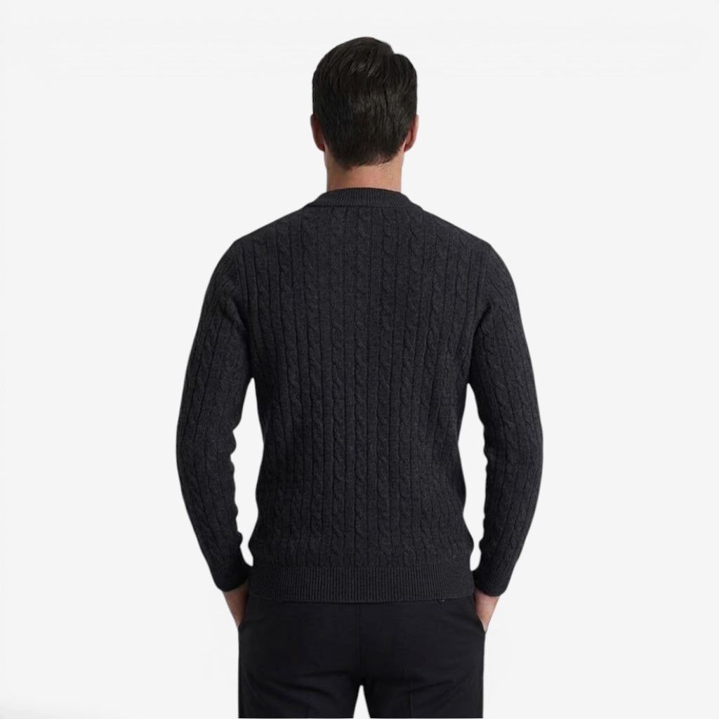 Jorvalore | Men's Warm Cable Knit Quarter Zip Jumper for Winter