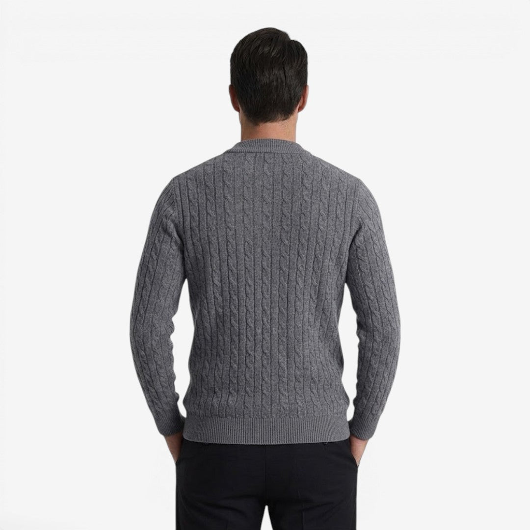 Jorvalore | Men's Warm Cable Knit Quarter Zip Jumper for Winter