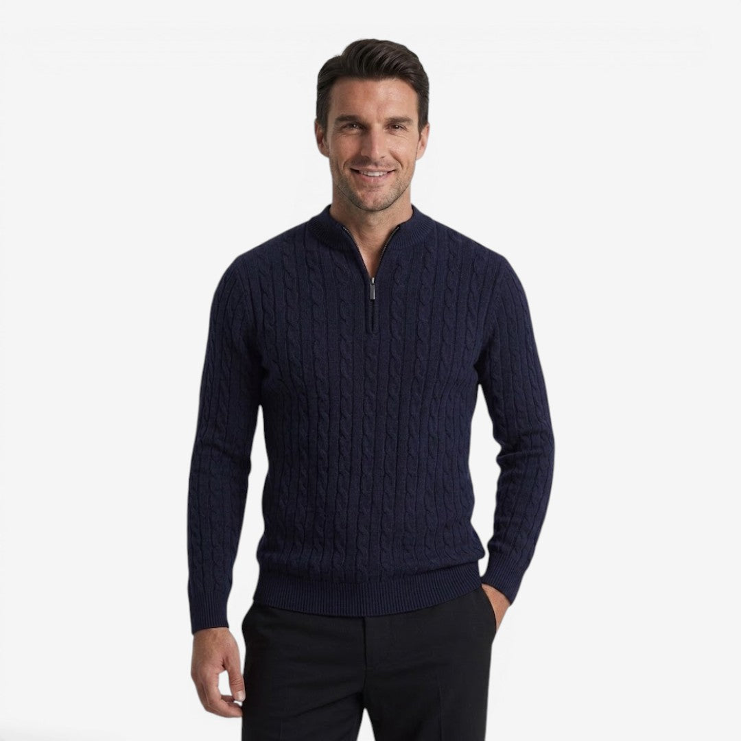 Jorvalore | Men's Warm Cable Knit Quarter Zip Jumper for Winter