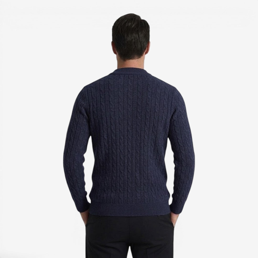 Jorvalore | Men's Warm Cable Knit Quarter Zip Jumper for Winter