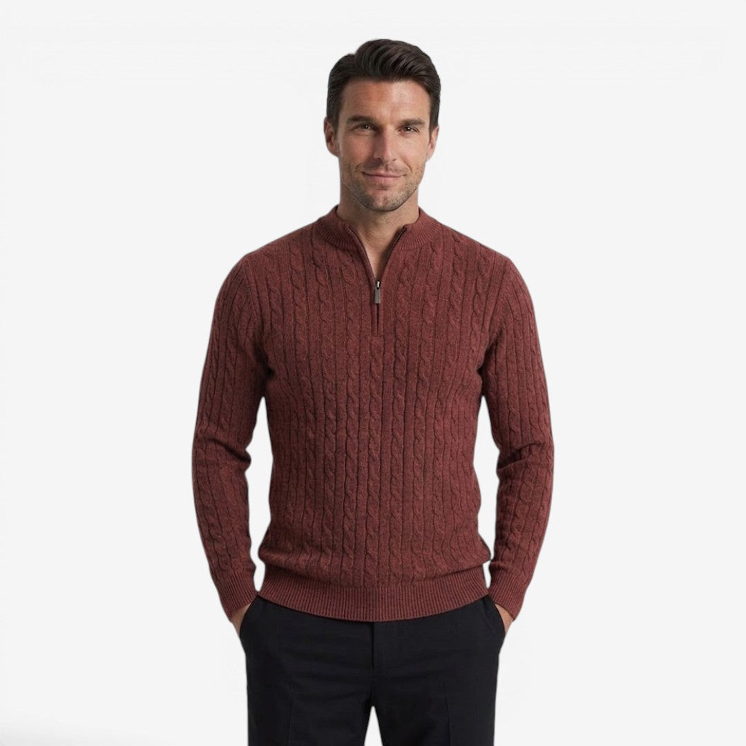Jorvalore | Men's Warm Cable Knit Quarter Zip Jumper for Winter
