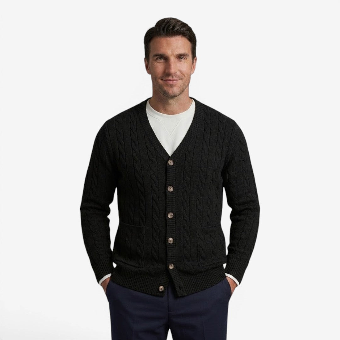Jorvalore | Men's Warm Knit Button Cardigan with Pockets for Winter