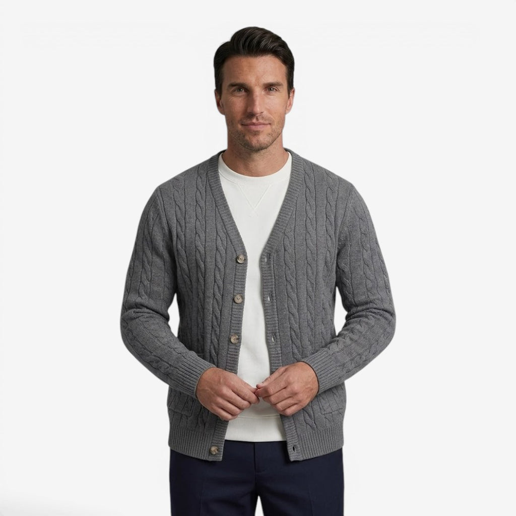 Jorvalore | Men's Warm Knit Button Cardigan with Pockets for Winter