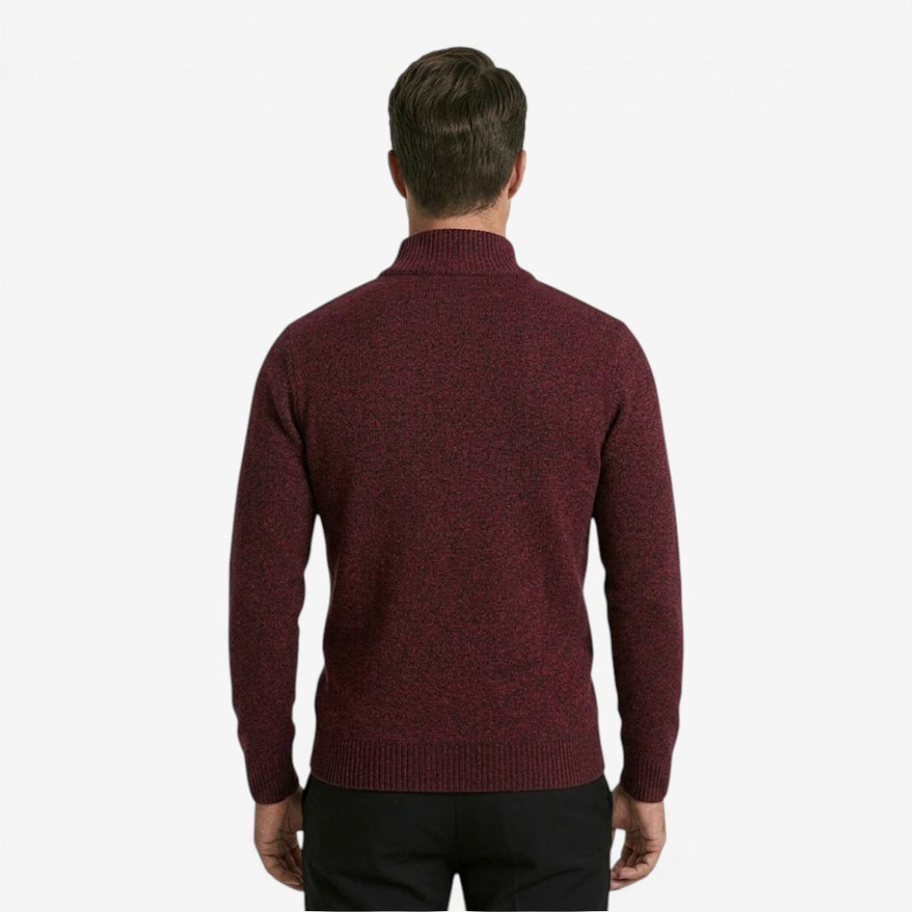Jorvalore | Men's Warm Quarter Zip Jacquard Jumper Classic Knit