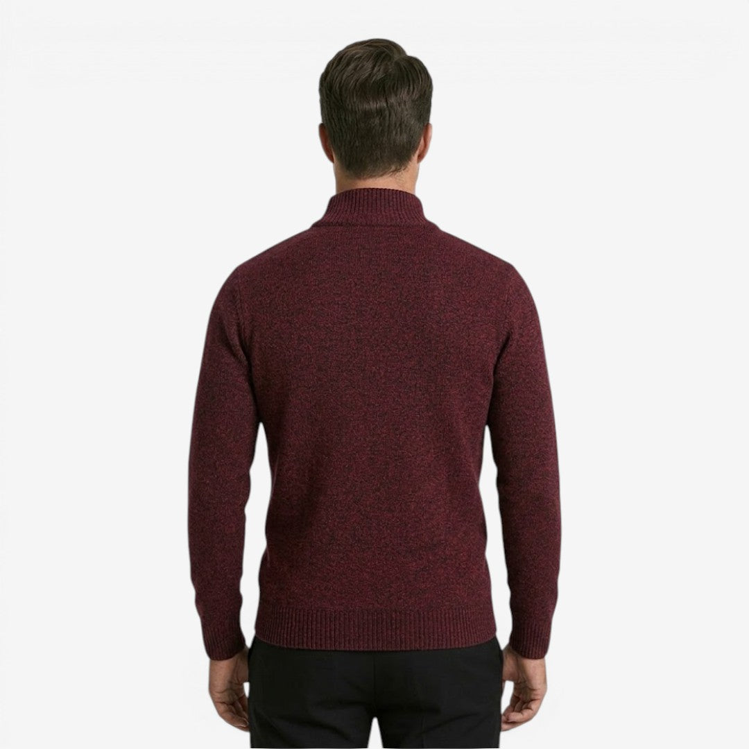 Jorvalore | Men's Warm Quarter Zip Jacquard Jumper Classic Knit