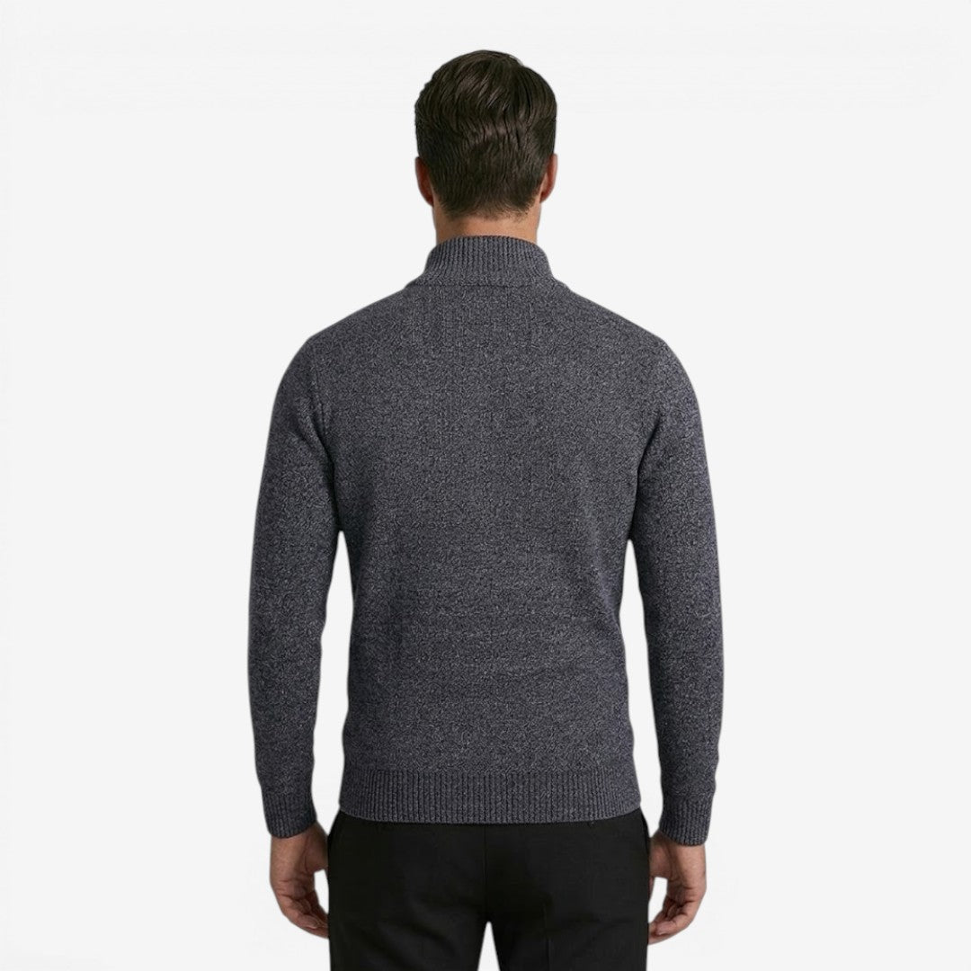 Jorvalore | Men's Warm Quarter Zip Jacquard Jumper Classic Knit