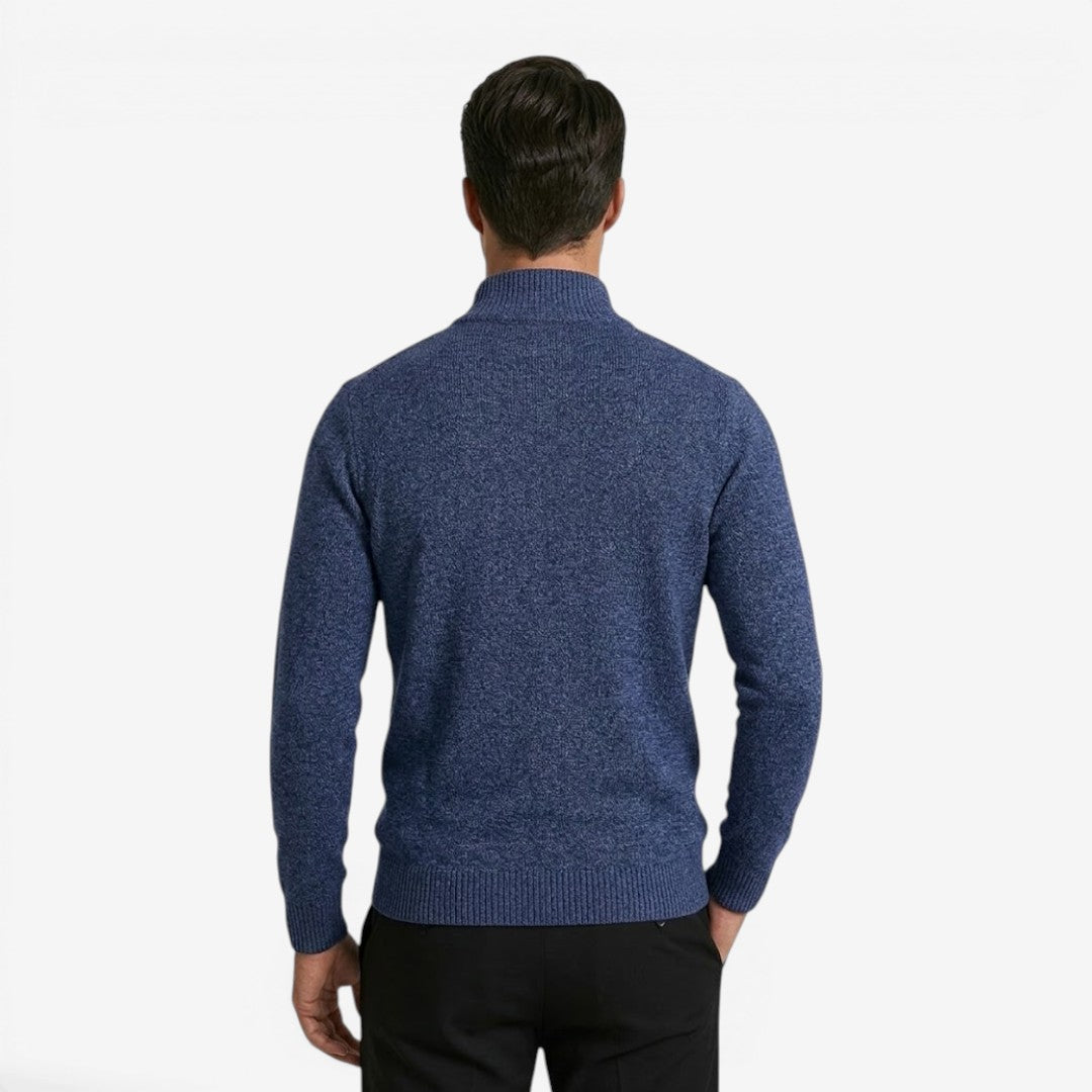 Jorvalore | Men's Warm Quarter Zip Jacquard Jumper Classic Knit
