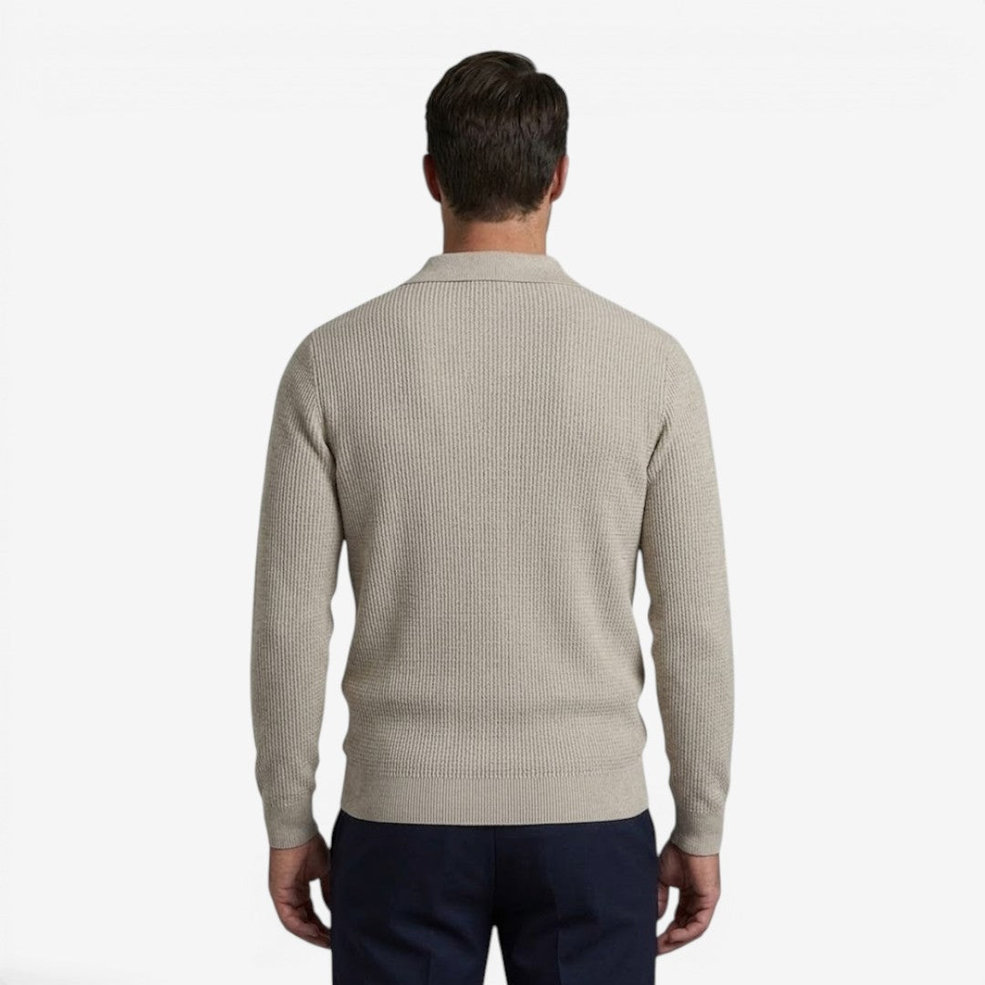 Jorvalore | Men's Warm Quarter Zip Knit Jumper with Stretch Comfort