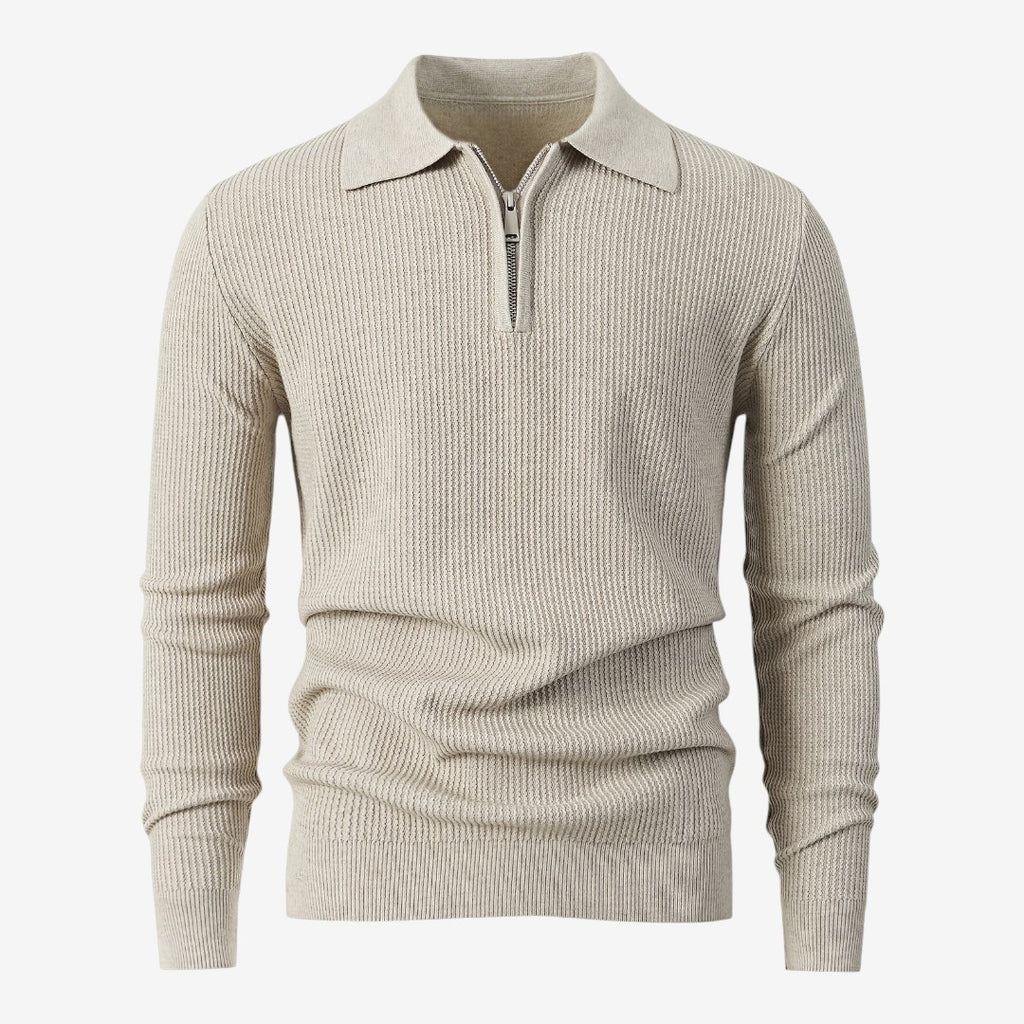 Jorvalore | Men's Warm Quarter Zip Knit Jumper with Stretch Comfort